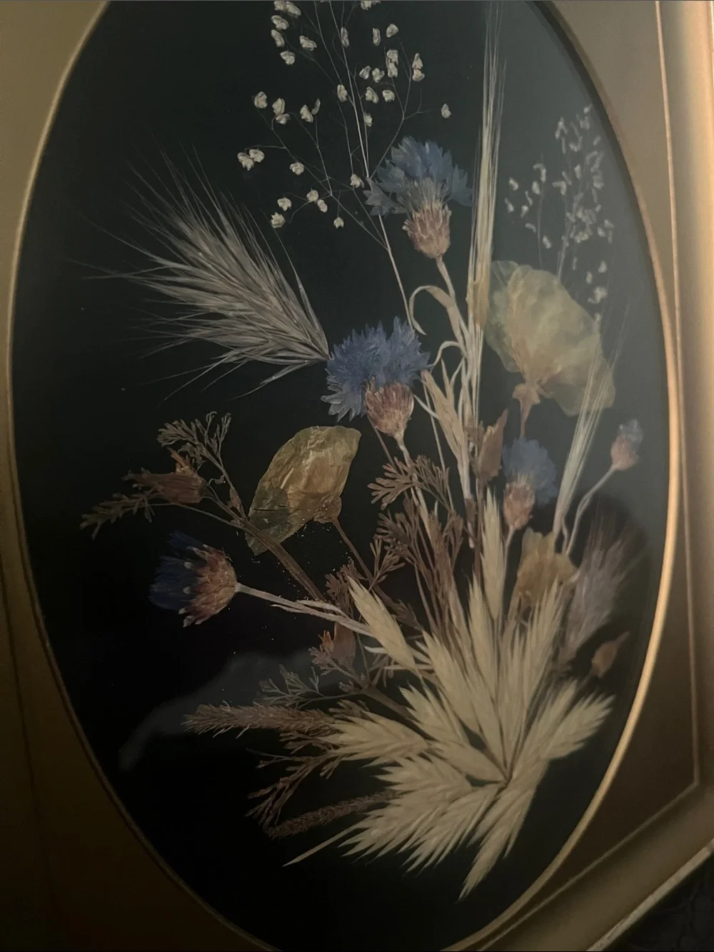 1970s Metal Framed Dried Flower Bouquet Wall/Table Picture 8x10